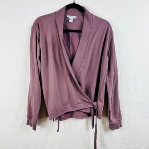 Athleta Wrap Coat‎ Sweatshirt Cardigan Open Front Tie Waist Pink/Purple Small